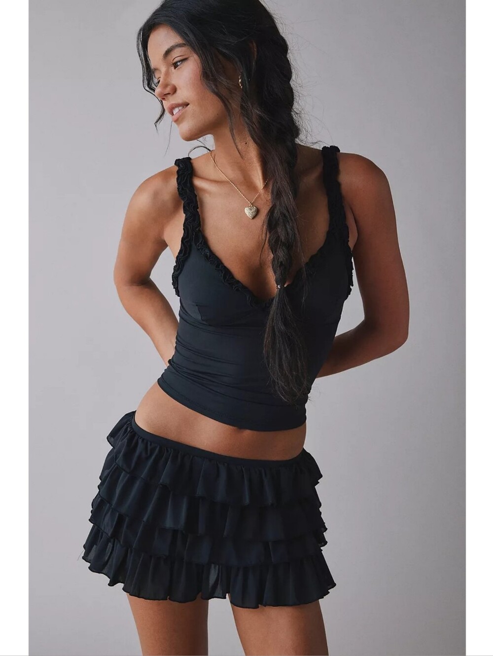 NWT Urban Outfitters Out From Under Cammy Ruffle Trim Micro Skort Size S